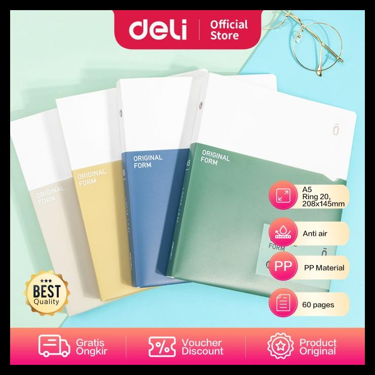 

Deli Loose Leaf Book/ Binder Book A5 B5 60 Lembar 20 26 Ring Gha560