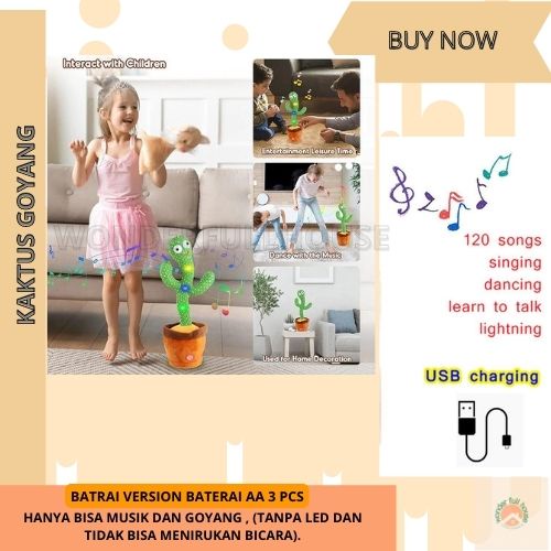 Kaktus Goyang Menari Dance Cactus Toy Boneka Pintar Kaktus Tiktok Kaktus Joget Merry Chrismast Natal