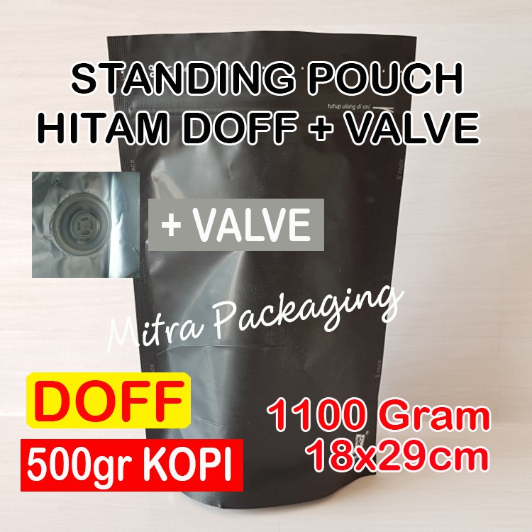 

KPACK Kemasan Kopi 500gr/Standing Pouch Padat Super Hitam 1100 ALUMUNIUM FOIL+ZIPLOCK+VALVE