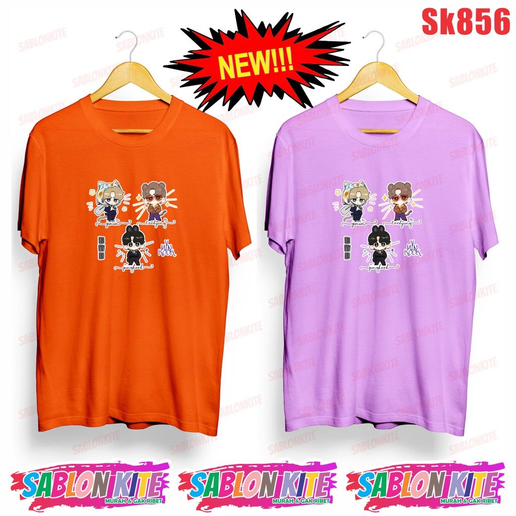 MURAH!!! KAOS KPOP V MIN KOOK KARTUN SK856 UNISEX ADA 6 WARNA COMBED 30S