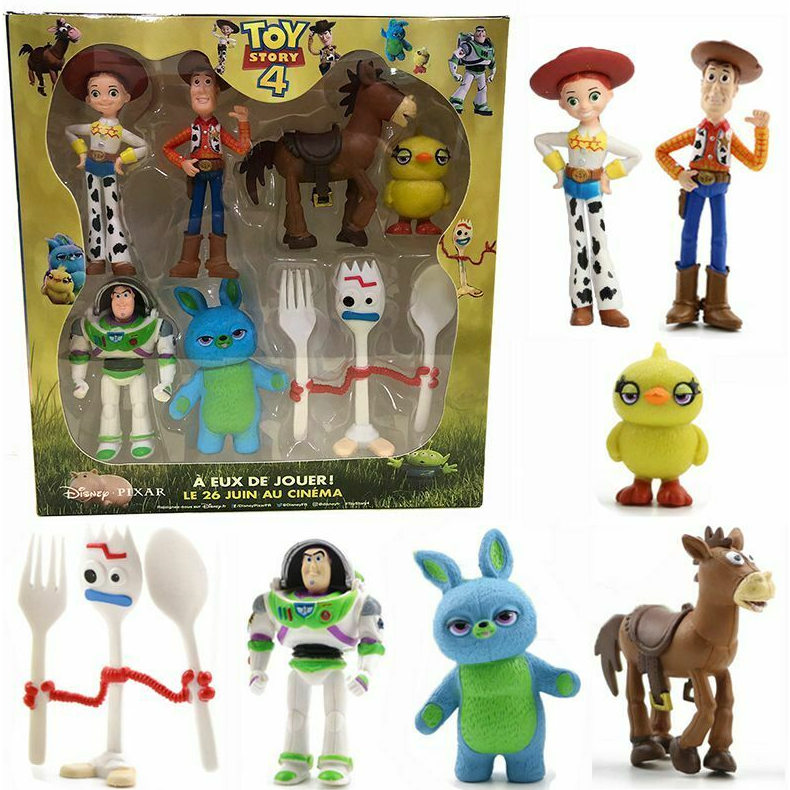 7pcs / Set Mainan Action Figure Toy Story 4 Woody Jessie Buzz Lightyear Bahan PVC Untuk Hadiah Anak