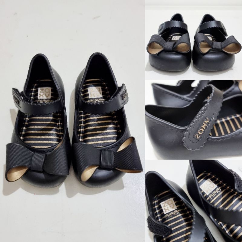 PZ - Zaxy Nina Kids Sepatu Jelly Flat Shoes Hitam Bayi Anak Size 21