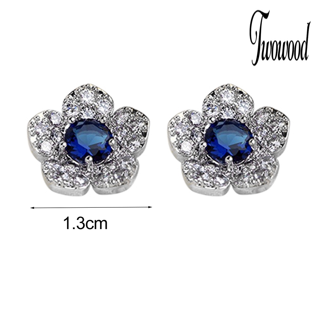 Anting Bentuk Bunga Bahan Alloy Aksen Berlian Imitasi Untuk Wanita