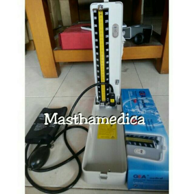 Tensi Tensimeter Spygmomanometer Air Raksa Hg Meja Duduk GEA Silver