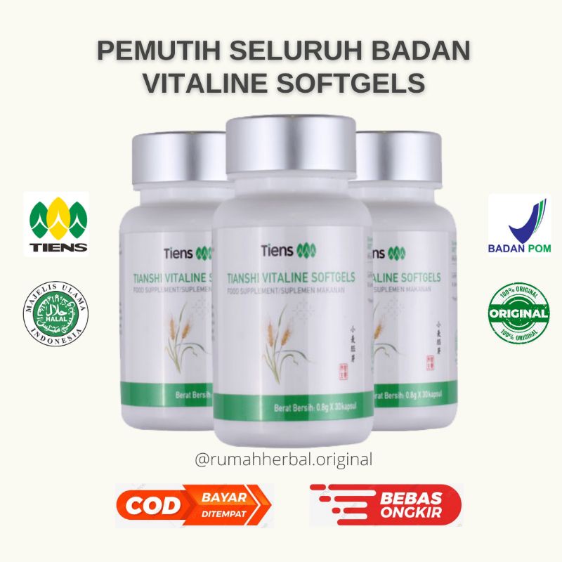 Pemutih Badan Permanen Vitaline Softgel Tiens Pemutih Badan  Kapsul Suplemen Pemutih Badan Ampuh