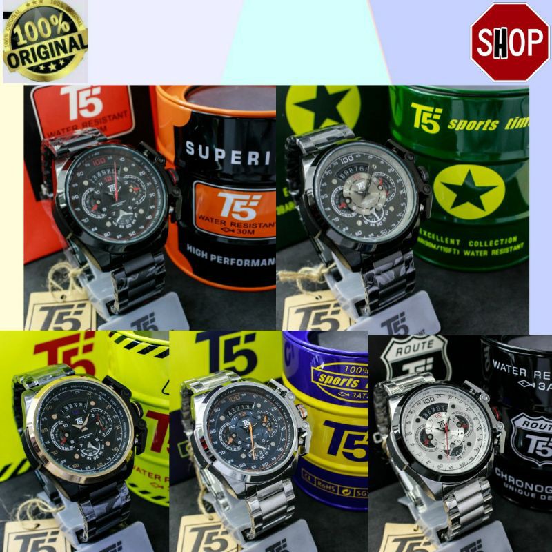 Jam tangan sport pria T5 H 3633 Original Waterproof Include box&paper bag