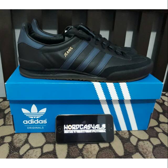 adidas jeans black leather