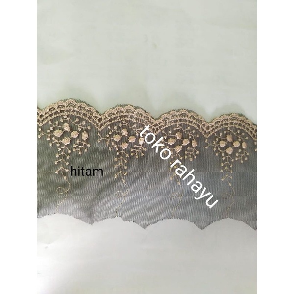 renda tile bordir warna hitam lebar 10cm permeter