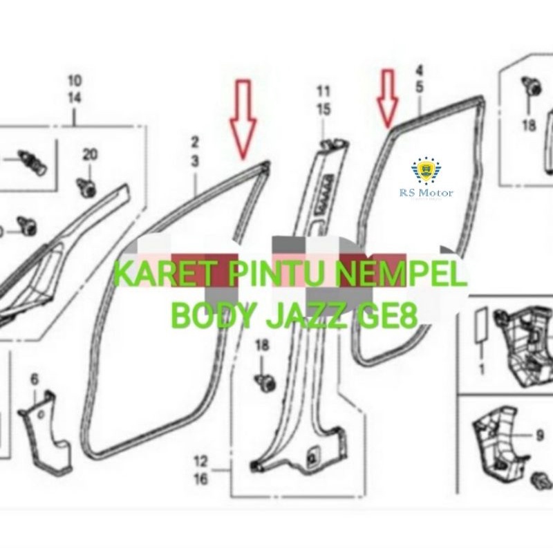karet balon pintu nempel body Jazz GE8