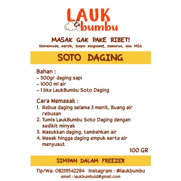 

BUMBU Soto Daging Siap Pakai Masak [100gr]