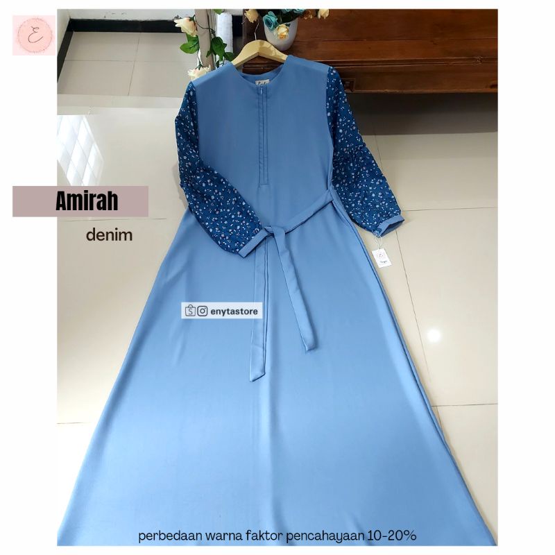 Gamis/ Dress Amirah & Ceylan by Enyta | bahan Shakilla | 1kg = 3pcs | Busui friendly-amirah - denim