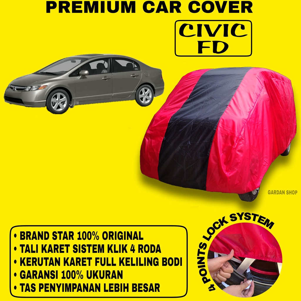 Body Cover CIVIC FD MERAH HITAM Penutup Bodi Mobil Civic Fd Waterproof PREMIUM