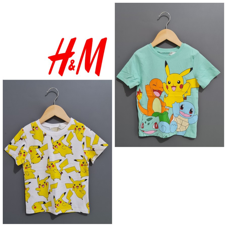 Baju Kaos Anak Laki Laki H&M Hnm Pokemon Pikachu