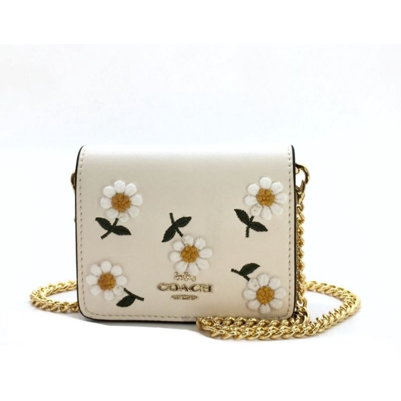 Dompet wanita Coach Mini wallet with daisy embroidered