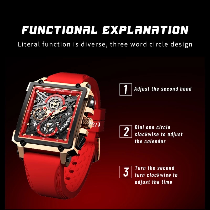 LIGE Original Jam Tangan Pria Multi Fungsi Terbaru Anti Air Kronograf Jam Tangan + Kotak