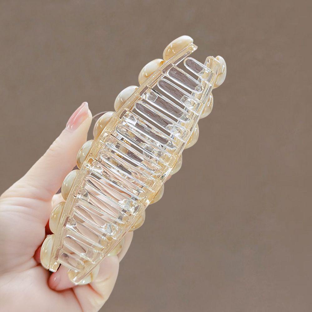 Agustina Wanita Cakar Rambut Hiasan Kepala Vintage Mutiara Hati Ukuran Besar Akrilik Korea Ponytail Holder