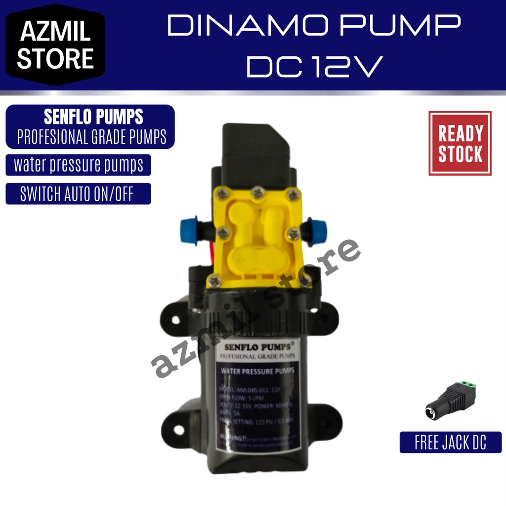 Pompa air dinamo DC 12v 120 psi senflo pumps