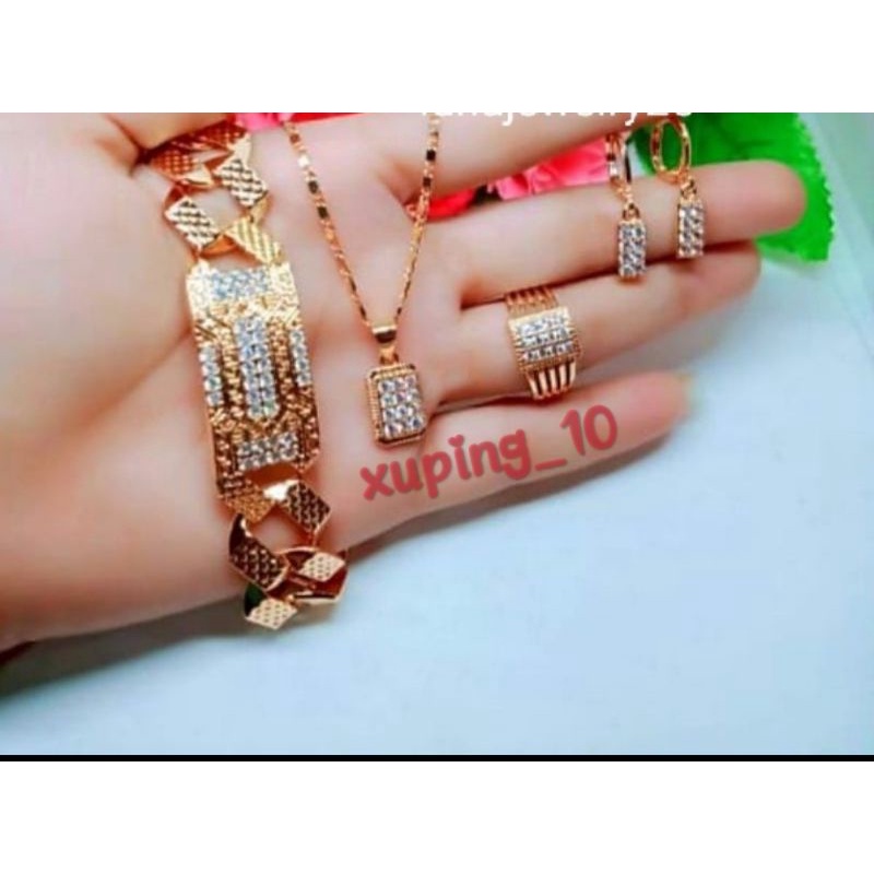 Full set perhiasan xuping wanita lapis emas 24k aksesoris fashion