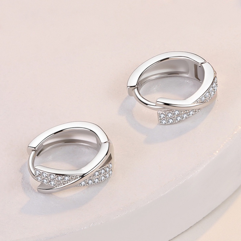 Anting Hoop Kristal Bahan 925 Silver Needle Untuk Wanita