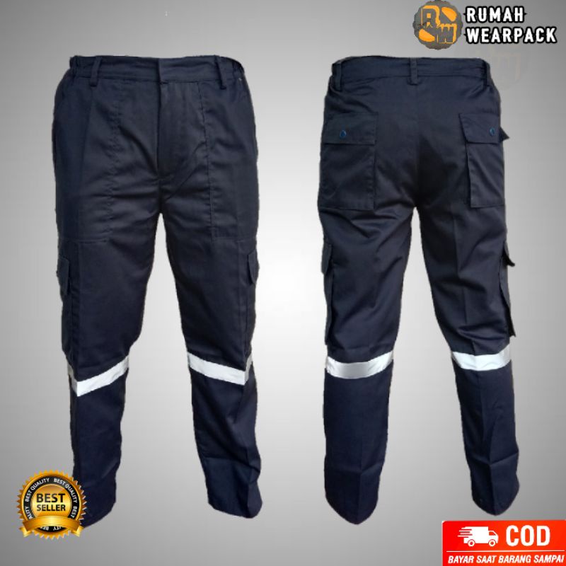 Celana Kerja/ Celana Proyek Panjang Warna Navy Polos