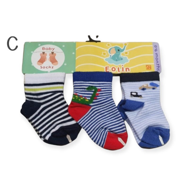 Eolin baby socks 3in1 / kaos kaki bayi 3pc