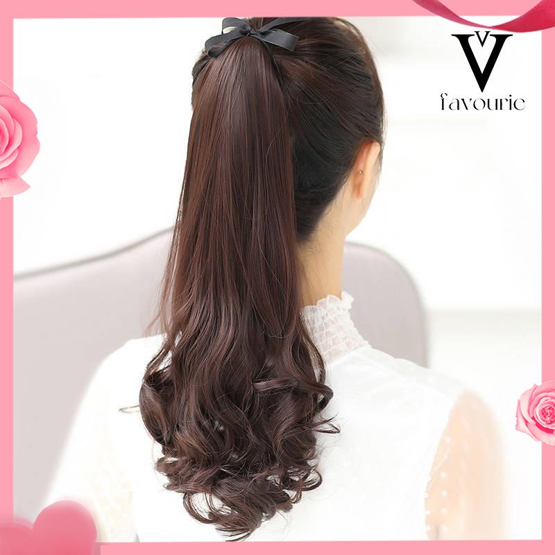 [COD]Wig Ponytail Panjang Keriting Lace-up Jenis Gelombang Besar Realistis Potongan Wig Alami-FA