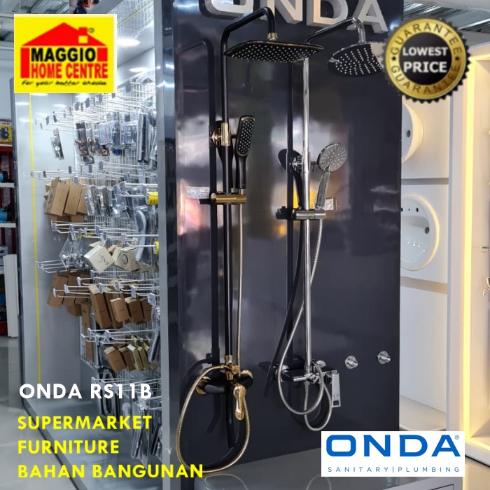 SHOWER TIANG MIXER HITAM EMAS - KEPALA SHOWER HITAM EMAS - HAND SHOWER BLACK N GOLD - SHOWER HITAM E