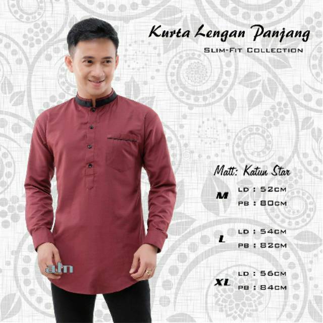 Koko polos merah maroon | baju koko lebaran