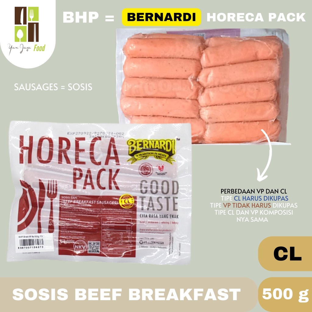 Bernardi Horeca Pack Beef Breakfast Sausages Sosis [ CL = Harus Dikupas ] 500G