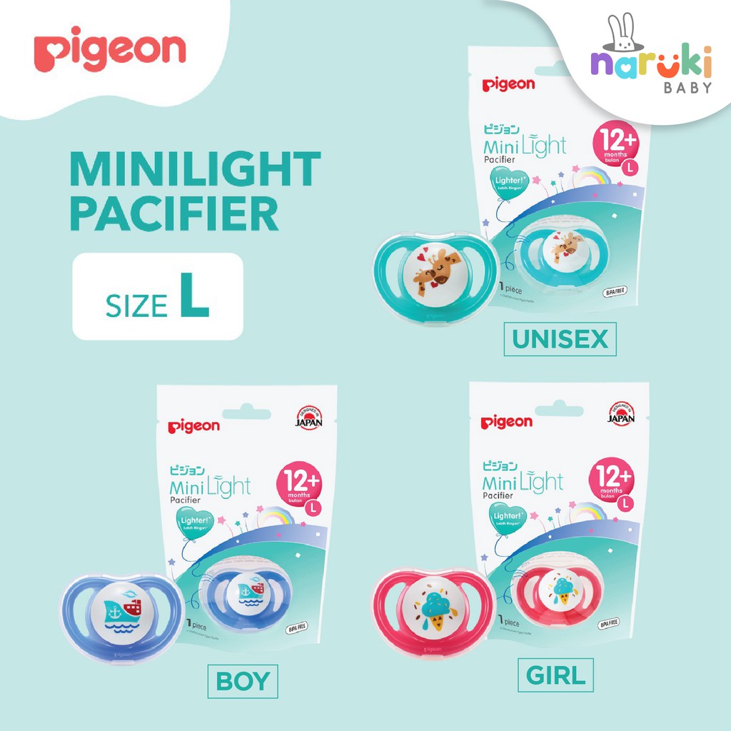 Pigeon Minilight Pacifier Boy Girl Unisex Empeng Bayi Size S M L utk 0M -12M+