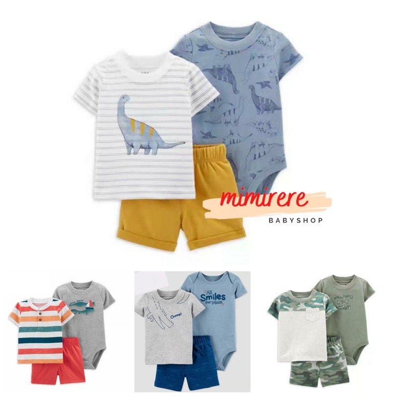 3in1 set boy celana pendek | Setelan jumper shirt celana pendek (2)