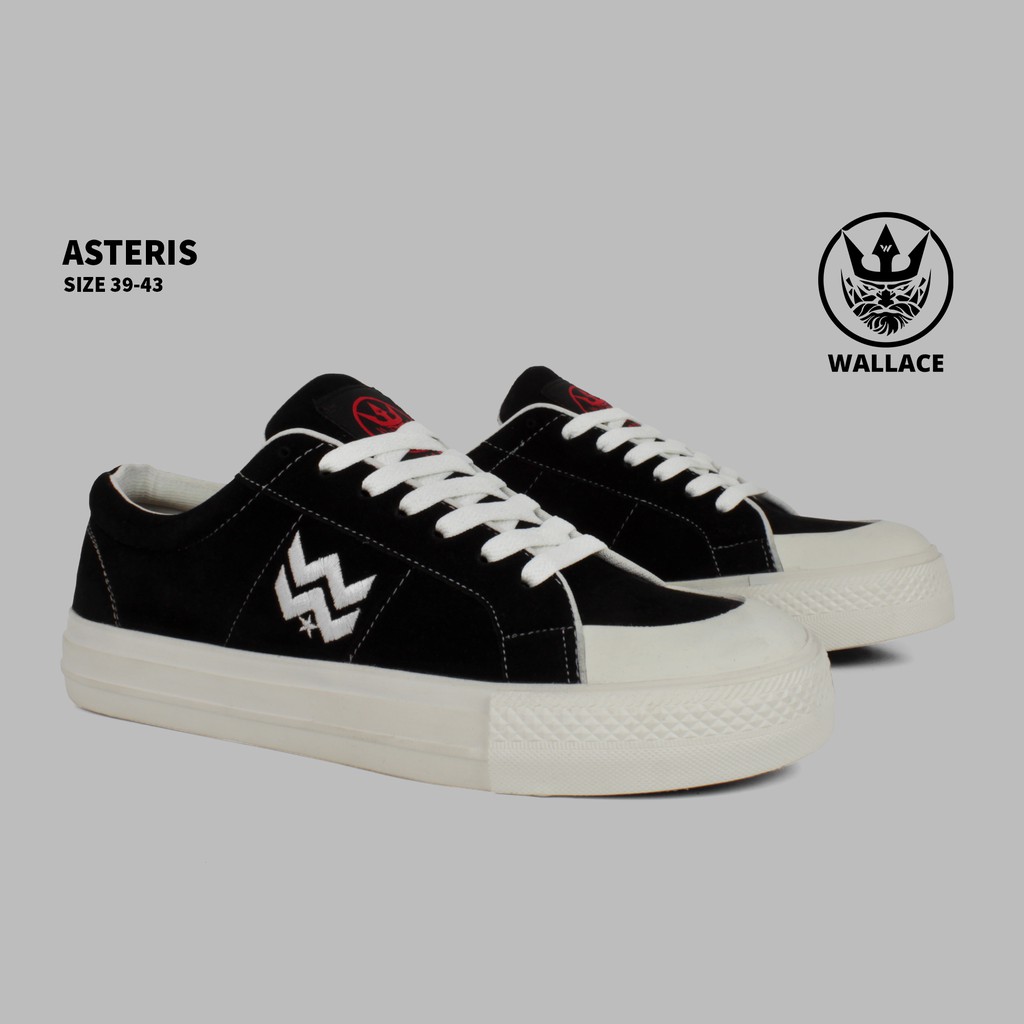 SEPATU ORIGINAL Wallace 39-43 Asteris Black Sepatu Sneakers Skate Pria Terbaru Dan Terkini