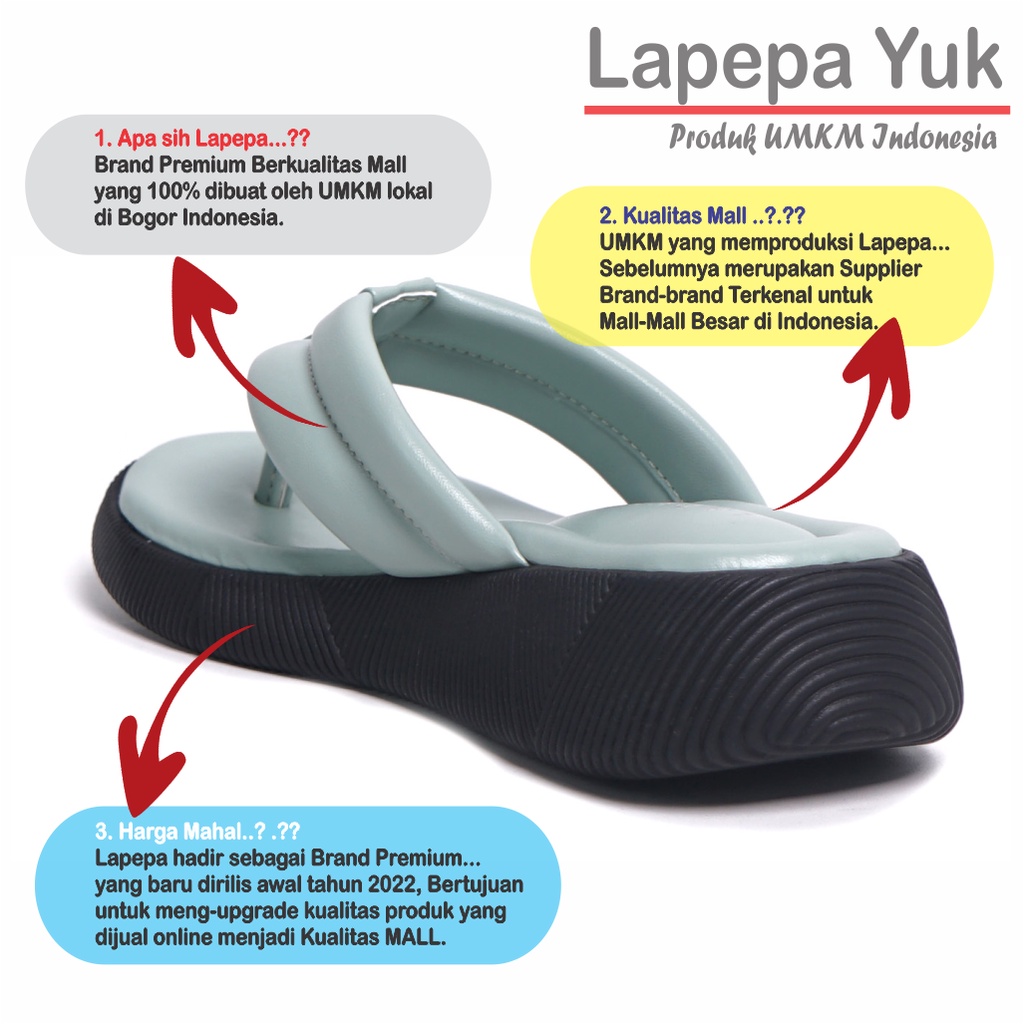 LAPEPA YUK - Sandal Platform Anak Perempuan Usia 2 sampai 10 Tahun ZELDA KIDS Sendal Anak cewek Wedges Wanita Empuk Model Jepit Japit Warna MINT  Hijau Sage Green Lucu Cantik cewe Slop Usia Umur 3 4 5 6 7 8 9 thn Tahun Premium Original Mall Official Store