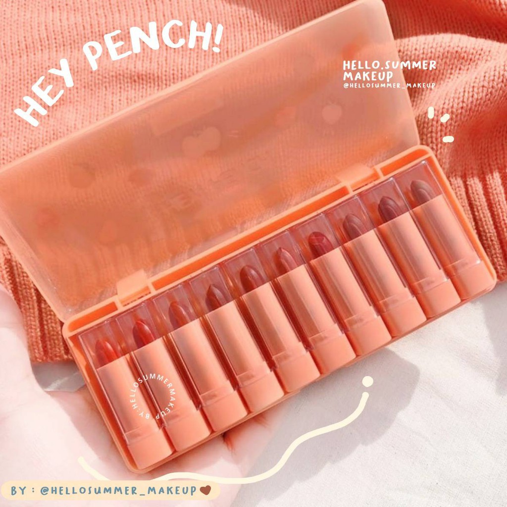 𝐌𝐀𝐓𝐓𝐄 𝐋𝐈𝐏𝐒𝐓𝐈𝐂𝐊 - TANAKO Hello Peach Hey! pench Velvet Matte Lipstick Set 10in1