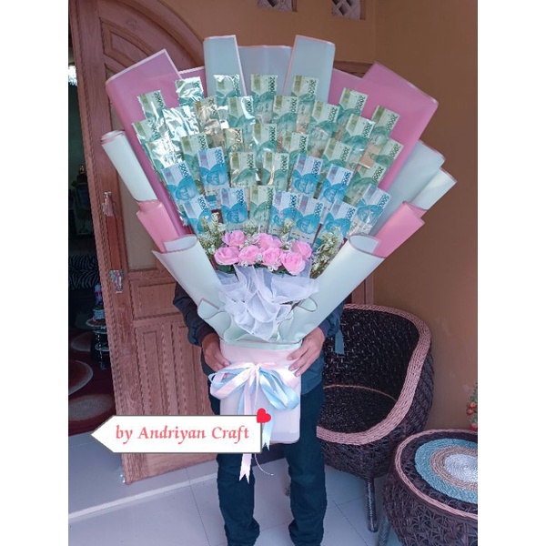 

kerangka money bouquet buket uang asli 1 juta