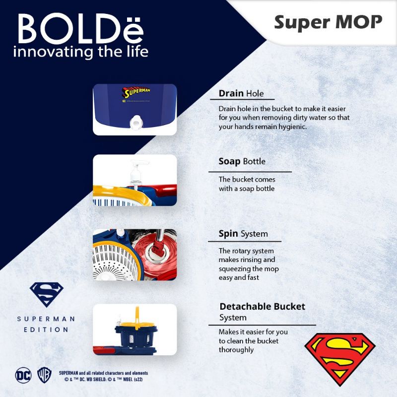 Alat Pel Lantai Bolde Super Mop Superman Batman Edition