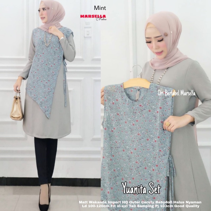 Baju Setelan Tunik Bahan Cerutty • YUANITA SET TUNIK ORI BY MARSELLA FASHION