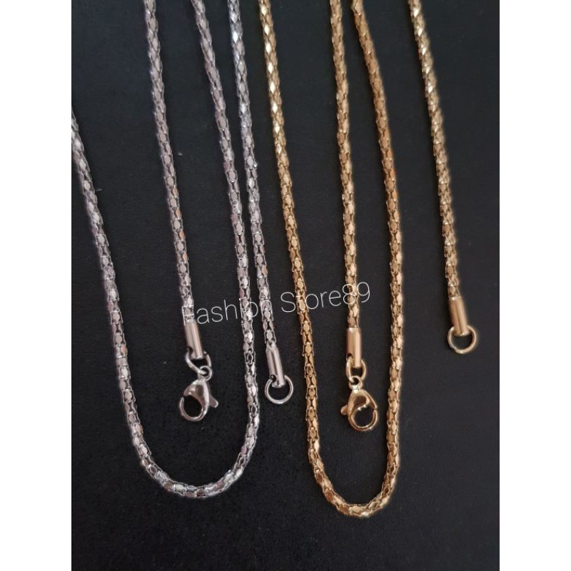 Kalung Belut sisik titanium gold white impor kalung fashion emas titanium antikarat selamanya