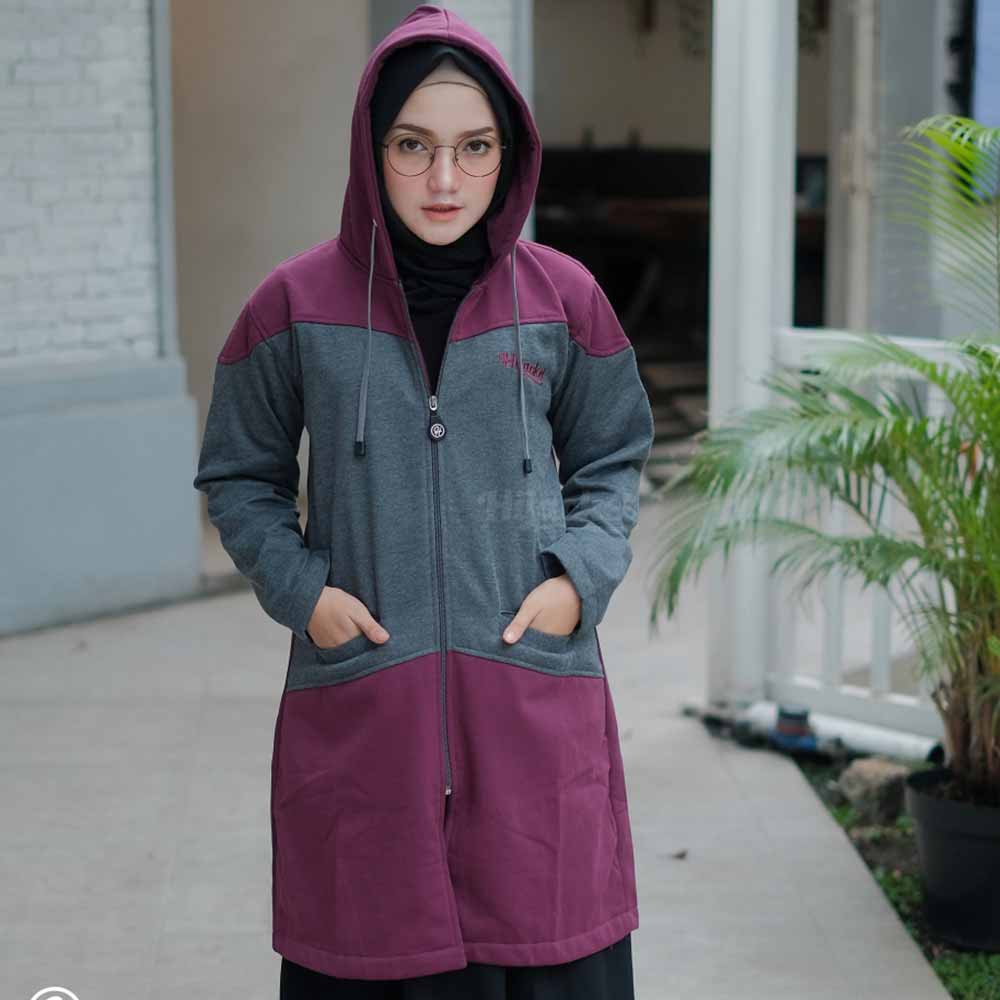 Jaket Jacket Hoodie Panjang Wanita Cewek Muslimah Hijabers Hijacket Fleece Terbaru Kekinian HJ HYR-8