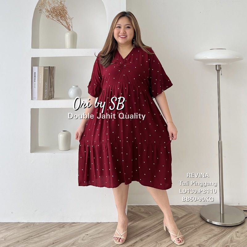 DRESS JUMBO_BAJU JUMBO REVINA BIG SIZE XXXL LD130cm Baju superjumbo BB90KG