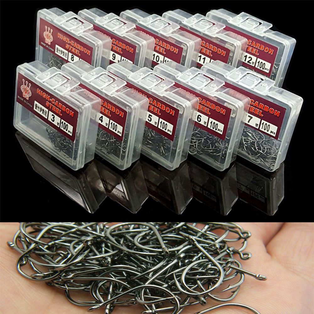 100pcs / Set Kail Pancing Bahan Carbon Steel Tahan Lama