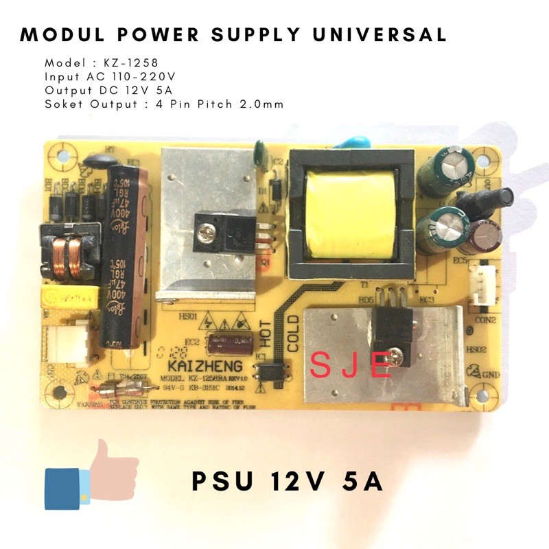 PSU DC 12V 5A Universal Modul Power Supply Adaptor Catu Daya