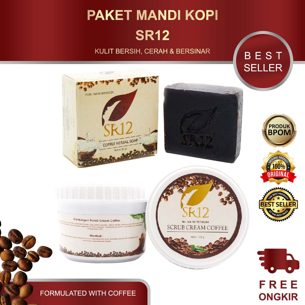 MANDI KOPI SR12 / PAKET LULUR &amp; SABUN MANDI KOPI PENCERAH