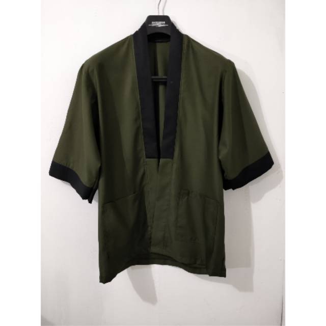 Kimono Outer Pria Casual Green Army