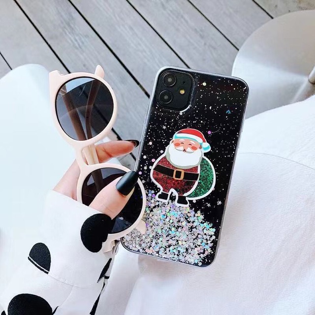 Christmas Glitter Case iPhone Oppo Vivo Xiaomi Samsung Huawei Realme Redmi note 8 7 6 5 4 4x pro 5 3