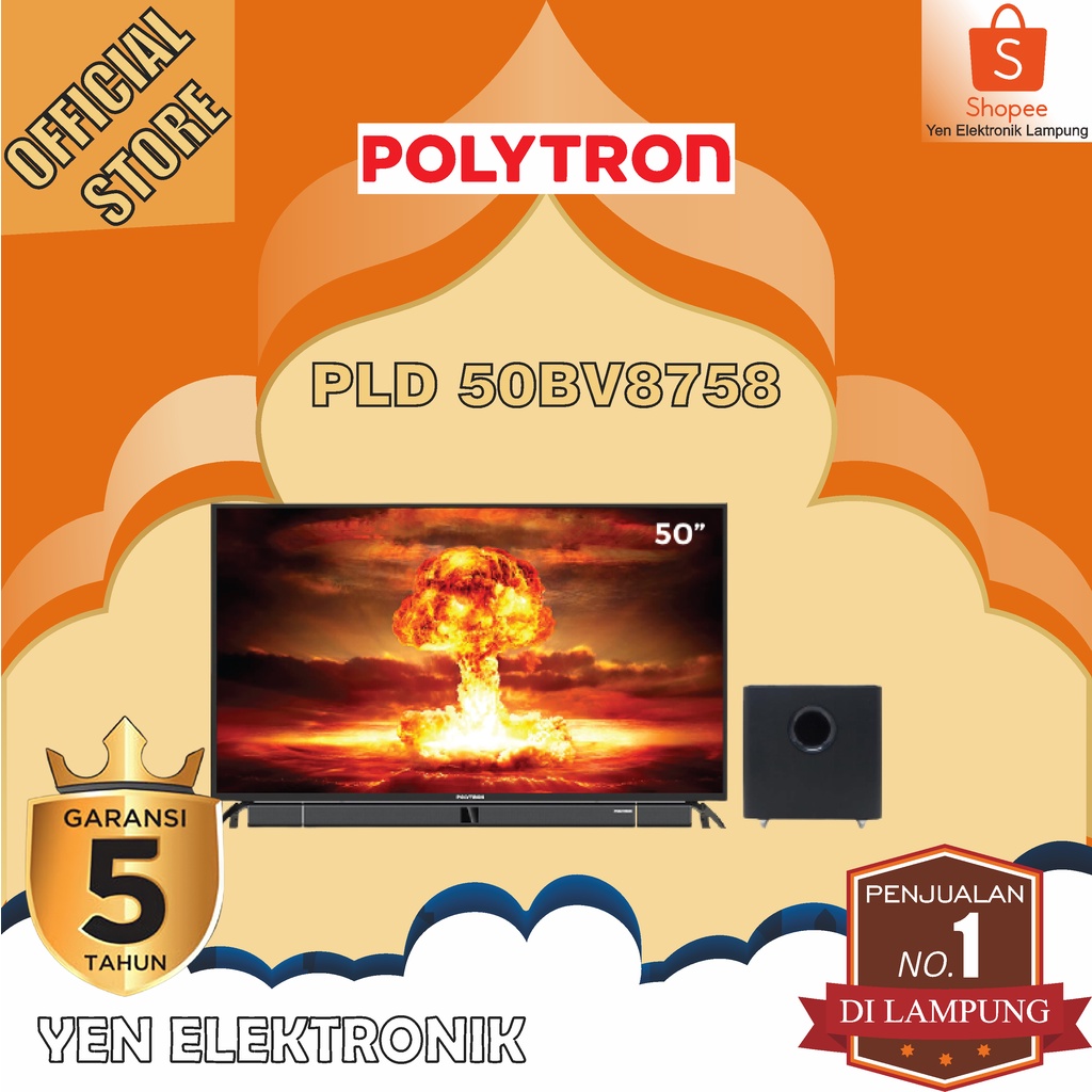 TV POLYTRON PLD 50BV8758 Cinemax Soundbar LED TV 50 inch Digital Full HD TV Garansi Resmi POLYTRON 5 Tahun