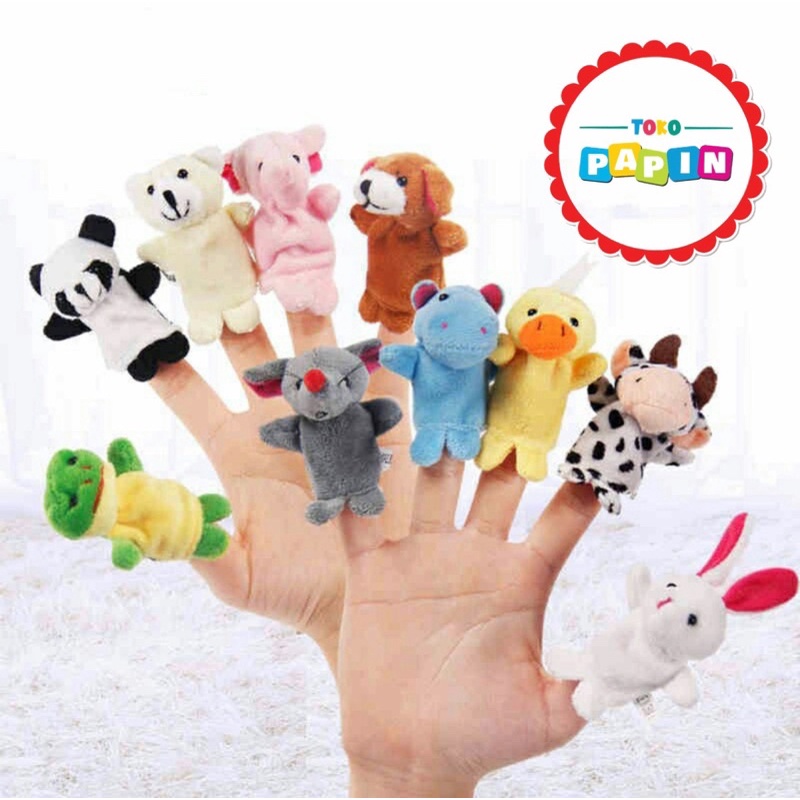 TokoPapin Mainan boneka jari tangan hewan finger puppet animal isi 5 pcs