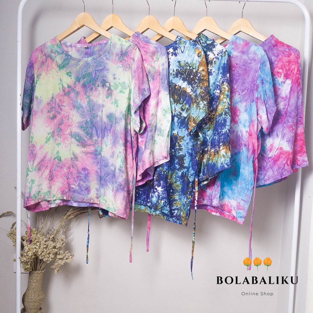 SETELAN TIE DYE PENDEK RAYON PREMIUM (SETELAN SHIBORI PIYAMA TIE DYE RAYON)