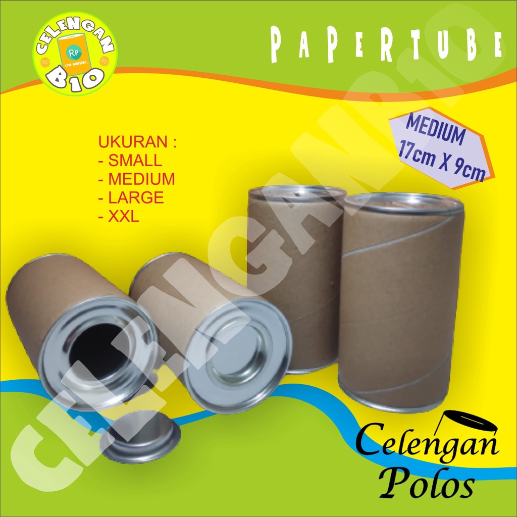 CELENGAN PAPER TUBE POLOS UKURAN MEDIUM BUKA TUTUP