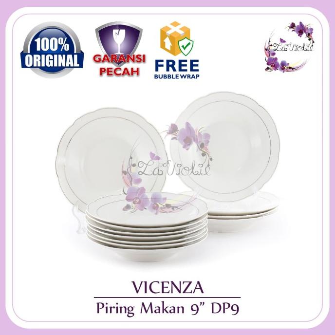 Piring Makan 1 Set VICENZA DP9 Piring Makan Vicenza Garis Emas